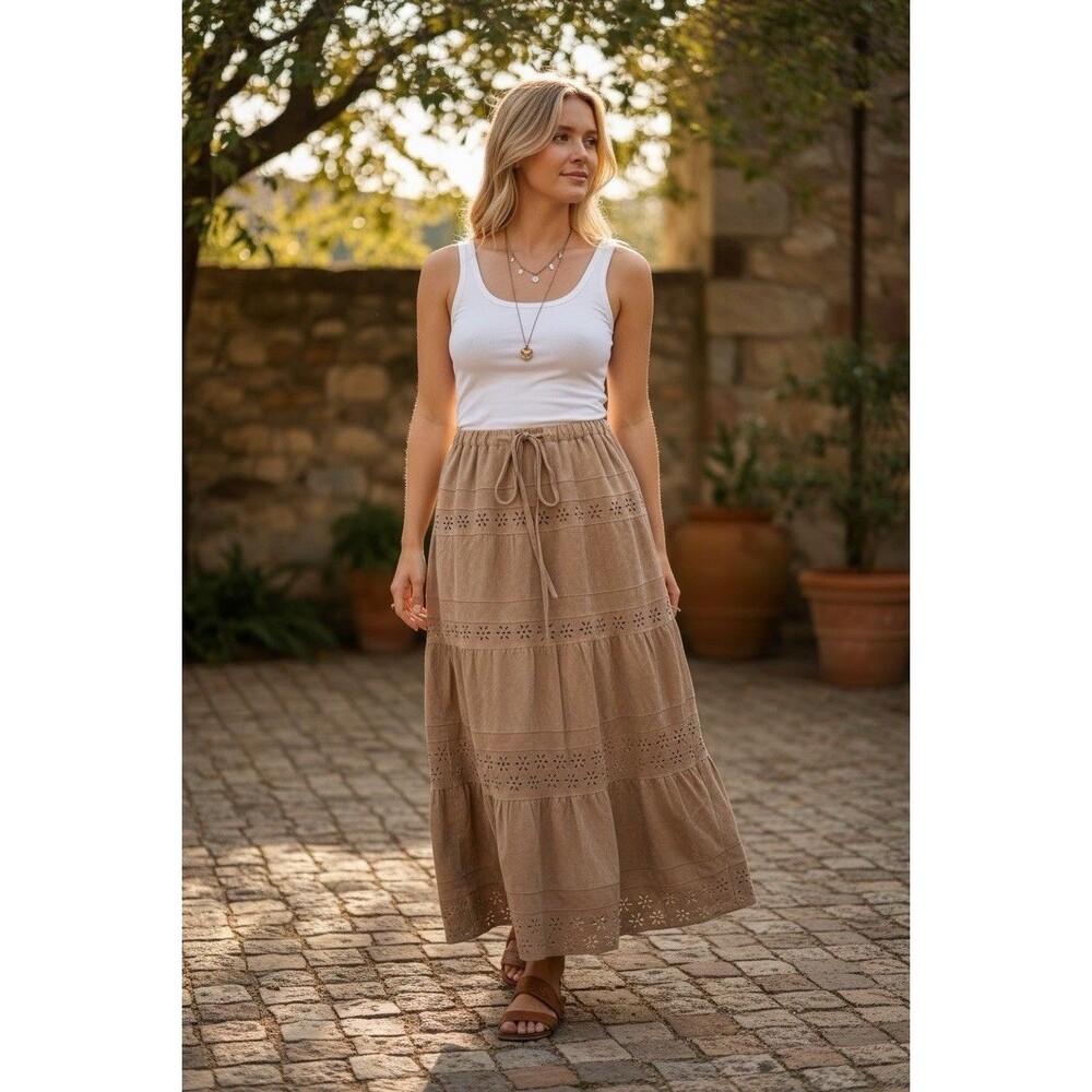 Vintage Margaret Godfrey Suede Leather Long Maxi Skirt Size14 Boho Country